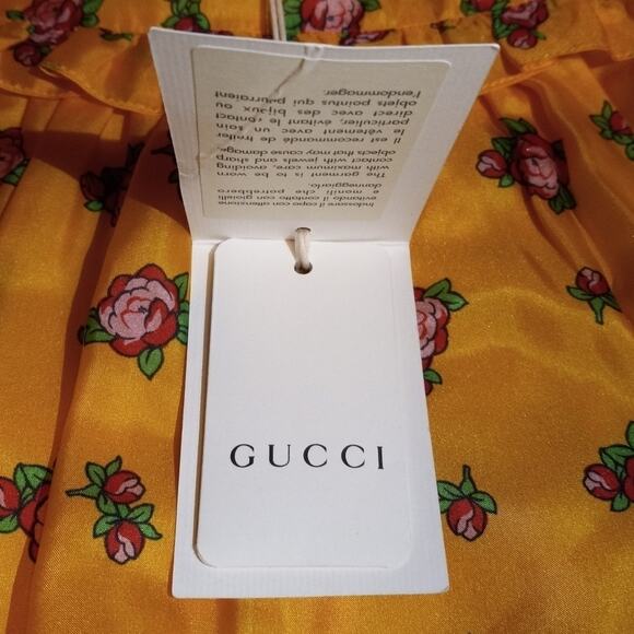 NWT Gucci "Rosebud" 100% Silk Girls Dress Size 3-6 Months - Picture 4 of 11